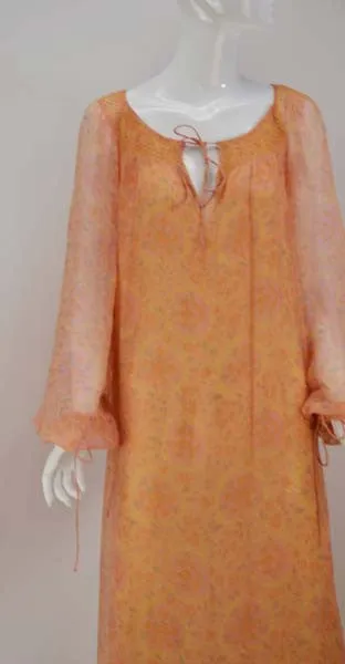 1960s Treacy Lowe Silk Chiffon Maxi gown