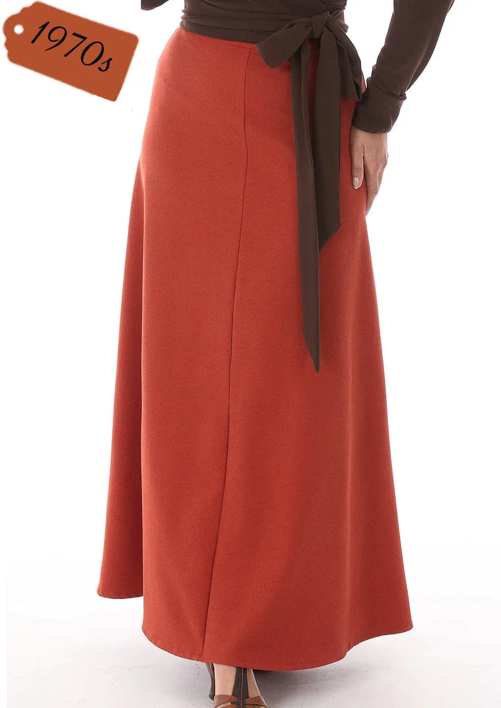 70s Maxi Skirt - Burnt Orange