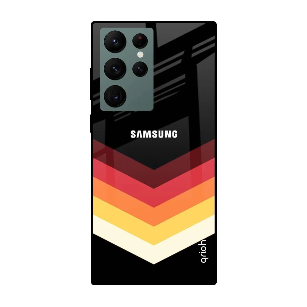 Abstract Arrow Pattern Glass Case For Samsung Galaxy S22 Ultra 5G