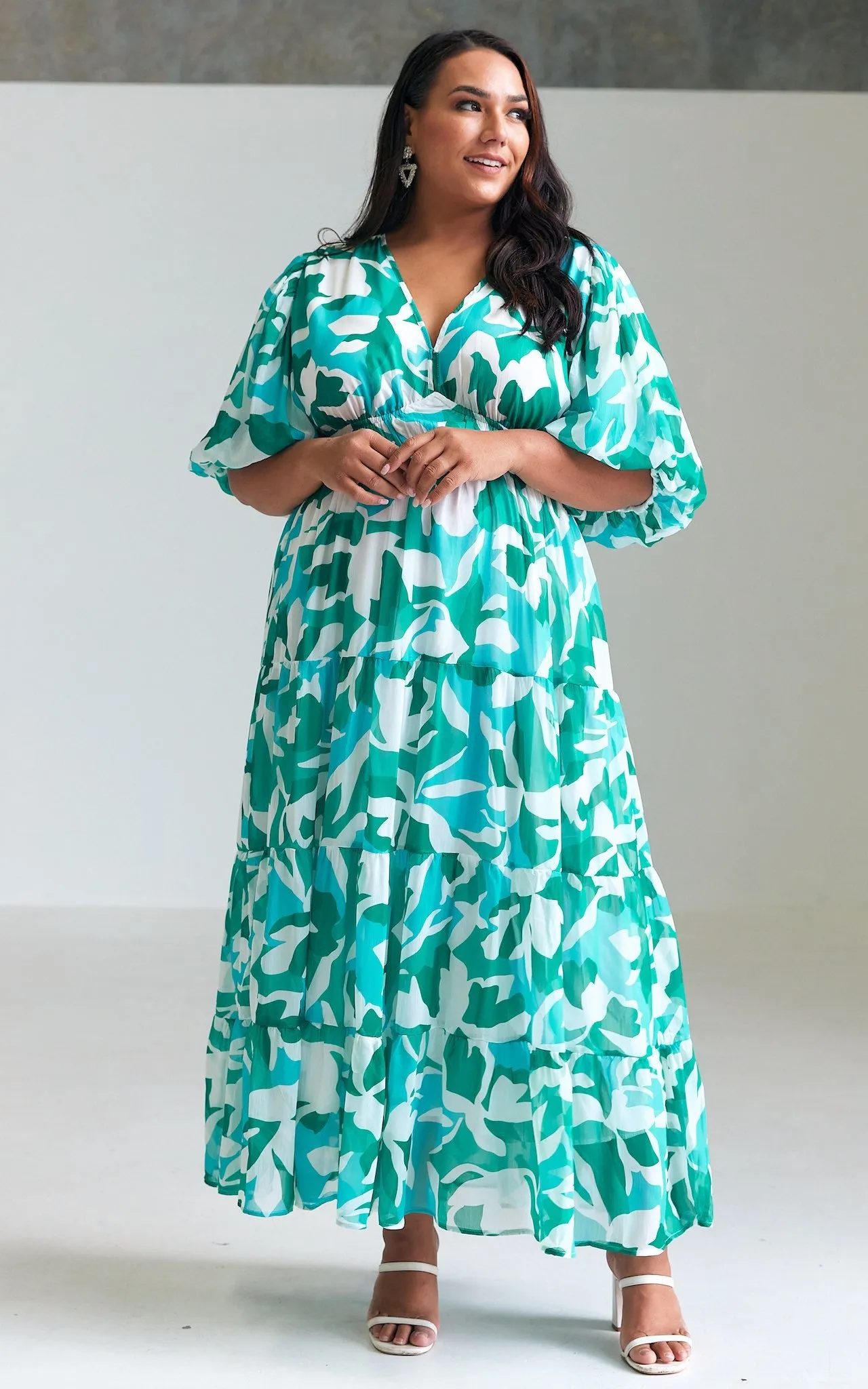 Acacia Maxi Dress - Green Blue Print