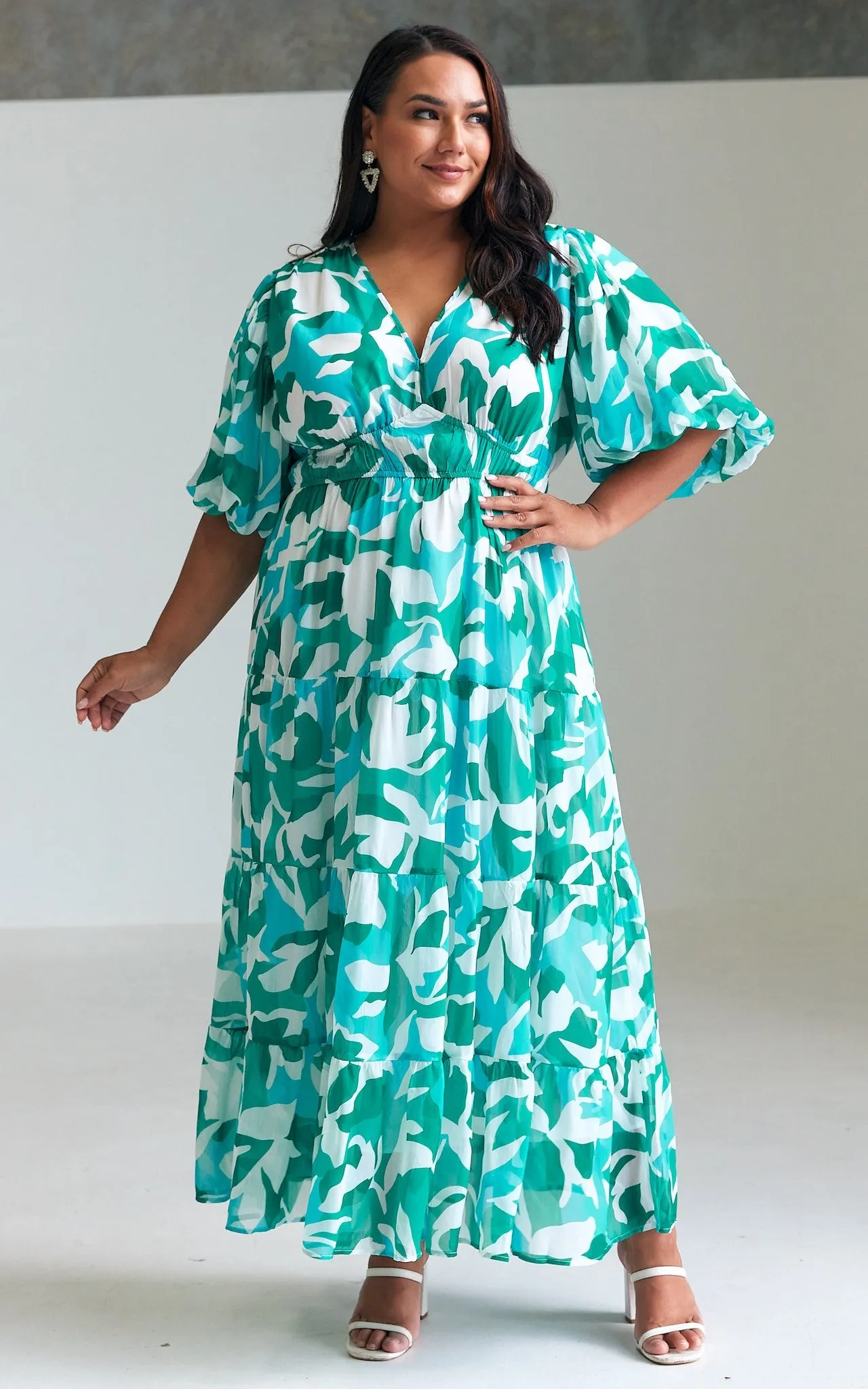 Acacia Maxi Dress - Green Blue Print