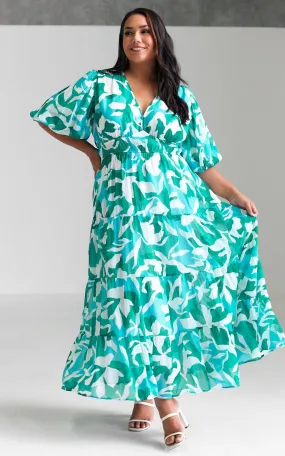 Acacia Maxi Dress - Green Blue Print