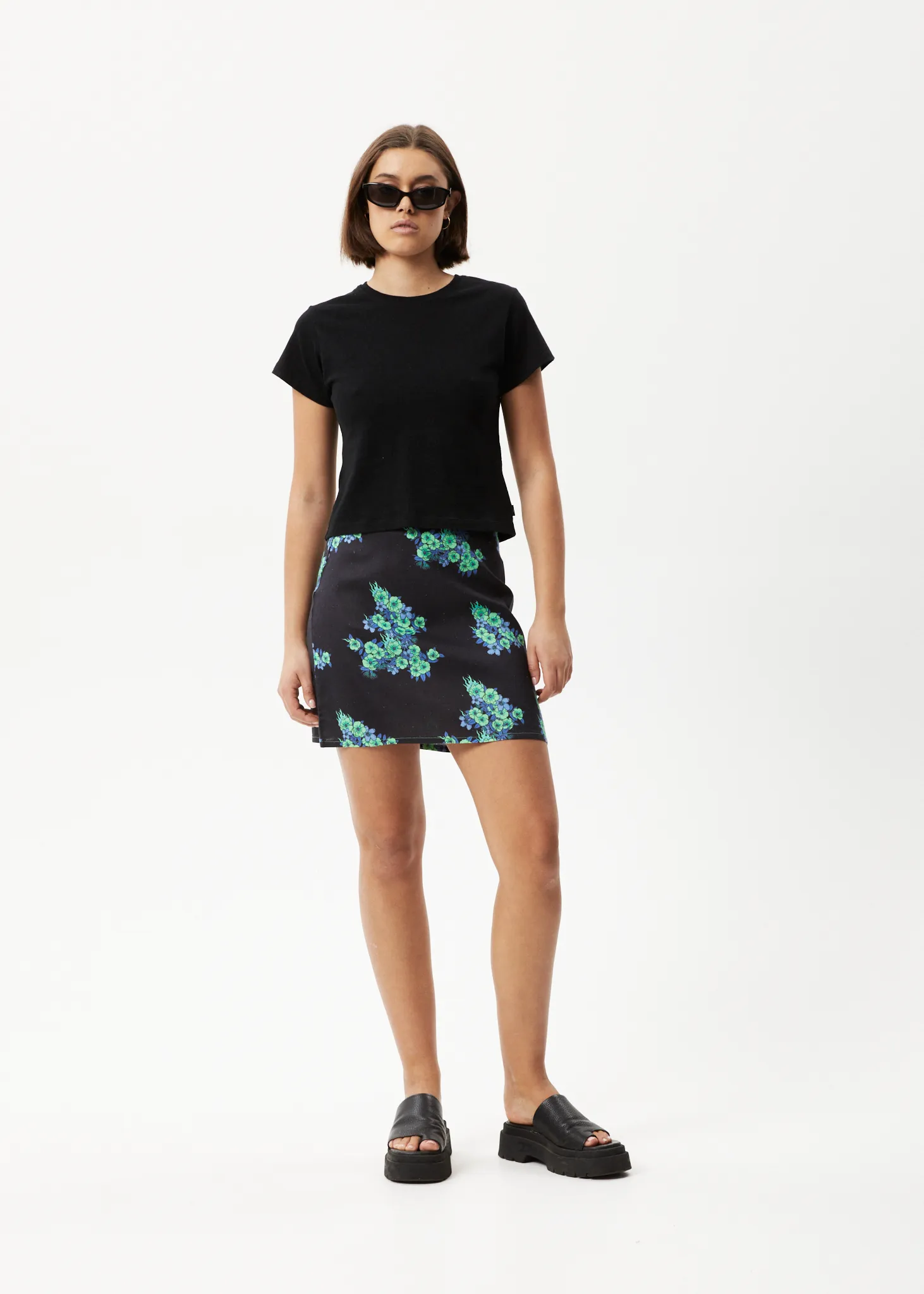 AFENDS Womens House Of Darwin - Mini Skirt - Charcoal Floral