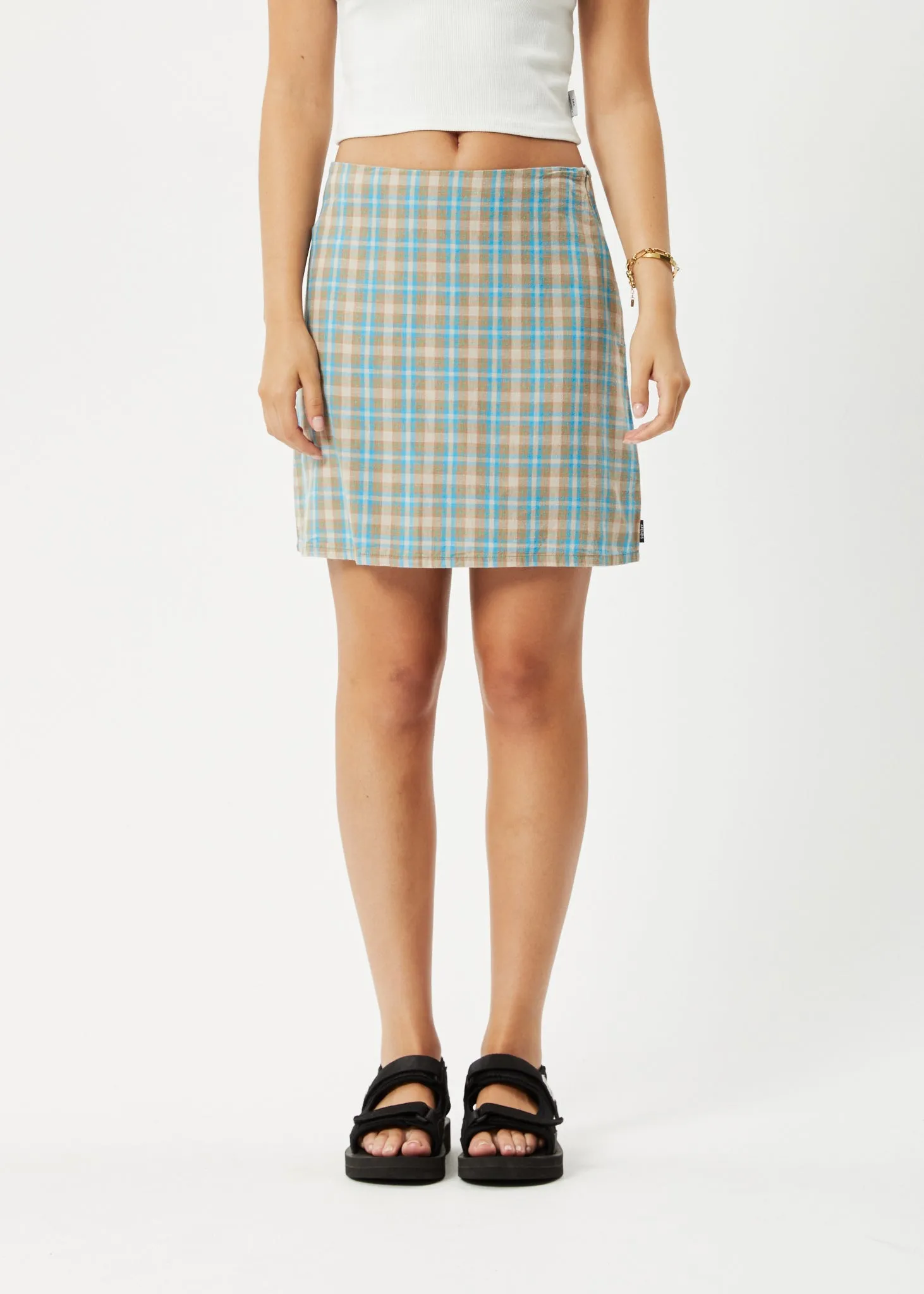 AFENDS Womens Millie - Mini Skirt - Tan Check