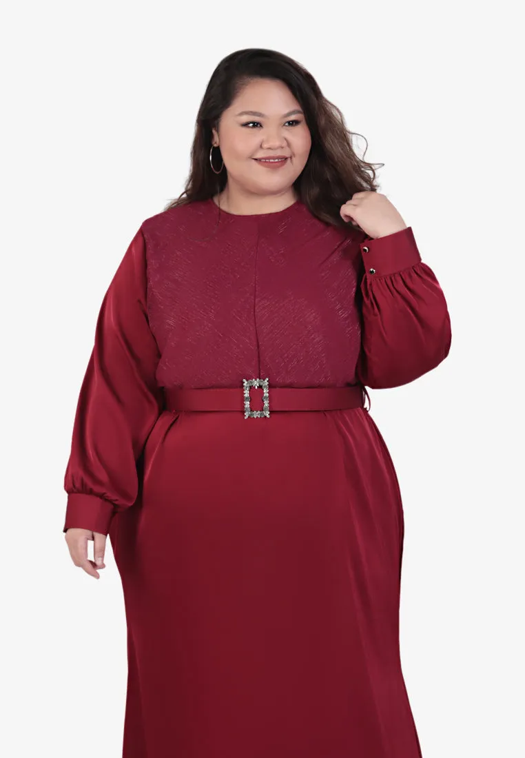 Aisha Raya Glamourous Belted Tulip Dress - Red