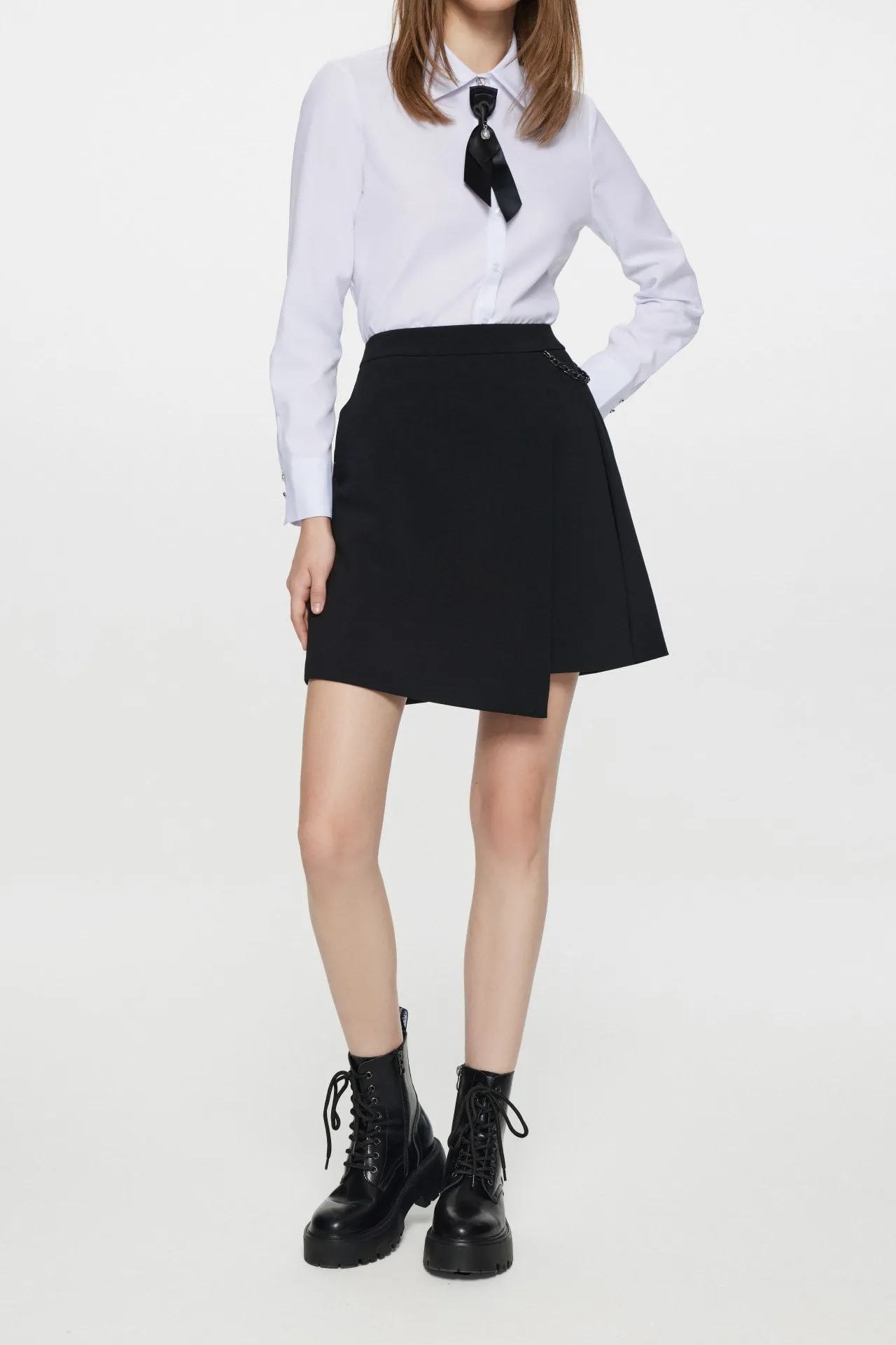 Alexa Soft Touch Stretchable Box Pleat Mini Skirt