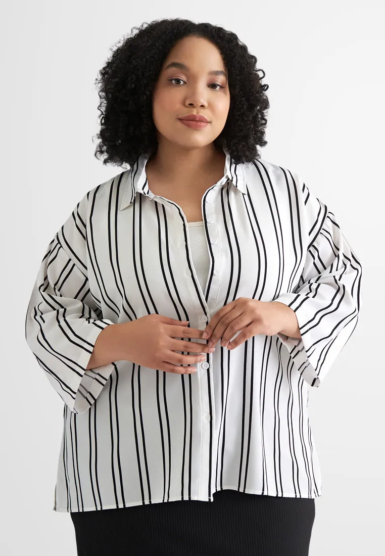 Alison Flowy 3/4 Sleeves Stripes Shirt