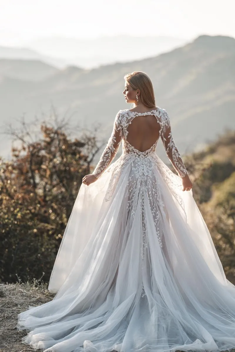 Allure Bridals Long Sleeve Lace Bridal Gown R3708