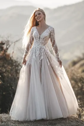 Allure Bridals Long Sleeve Lace Bridal Gown R3708