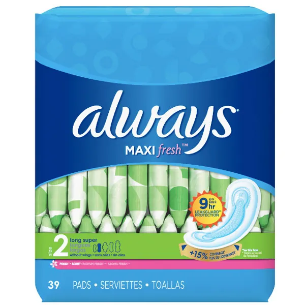 Always Ultra Thin, Size 2, Daytime Pads with Wings, Long, 40 Ct