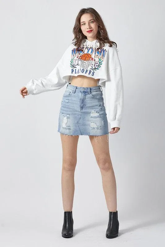 AMBER DISTRESSED MINI SKIRT S-XL