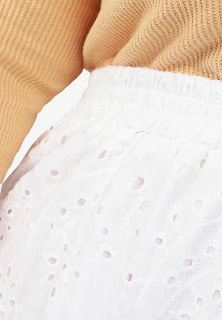 Ashleye Cotton Eyelet Tier Skirt - White