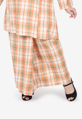 Ayila OOTB Collection Long Checkered Skirt - Orange White