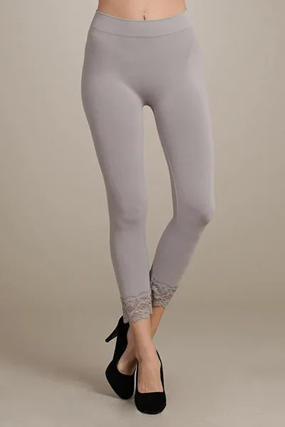 B3554 Capri No Control Lace Trim Leggins