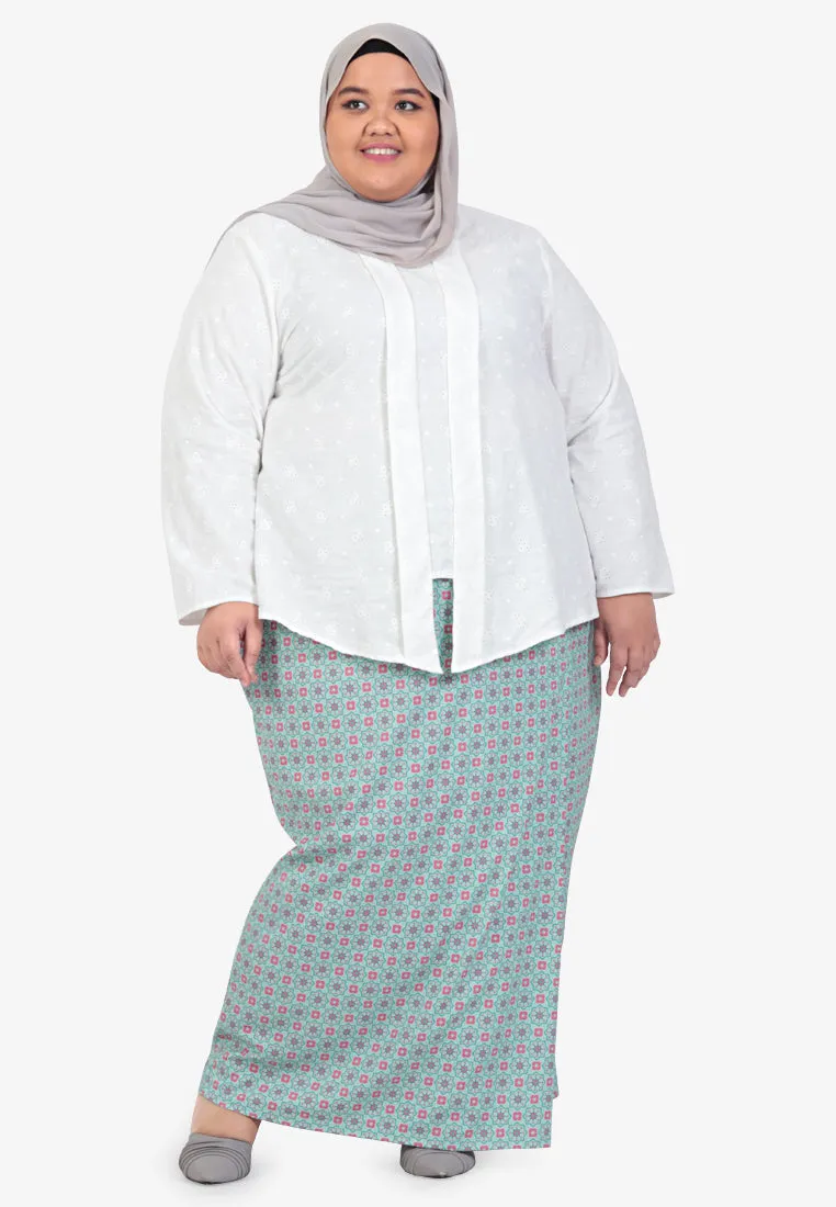 Badiyah Raya Pastel Motif Printed Skirt - Pastel Green