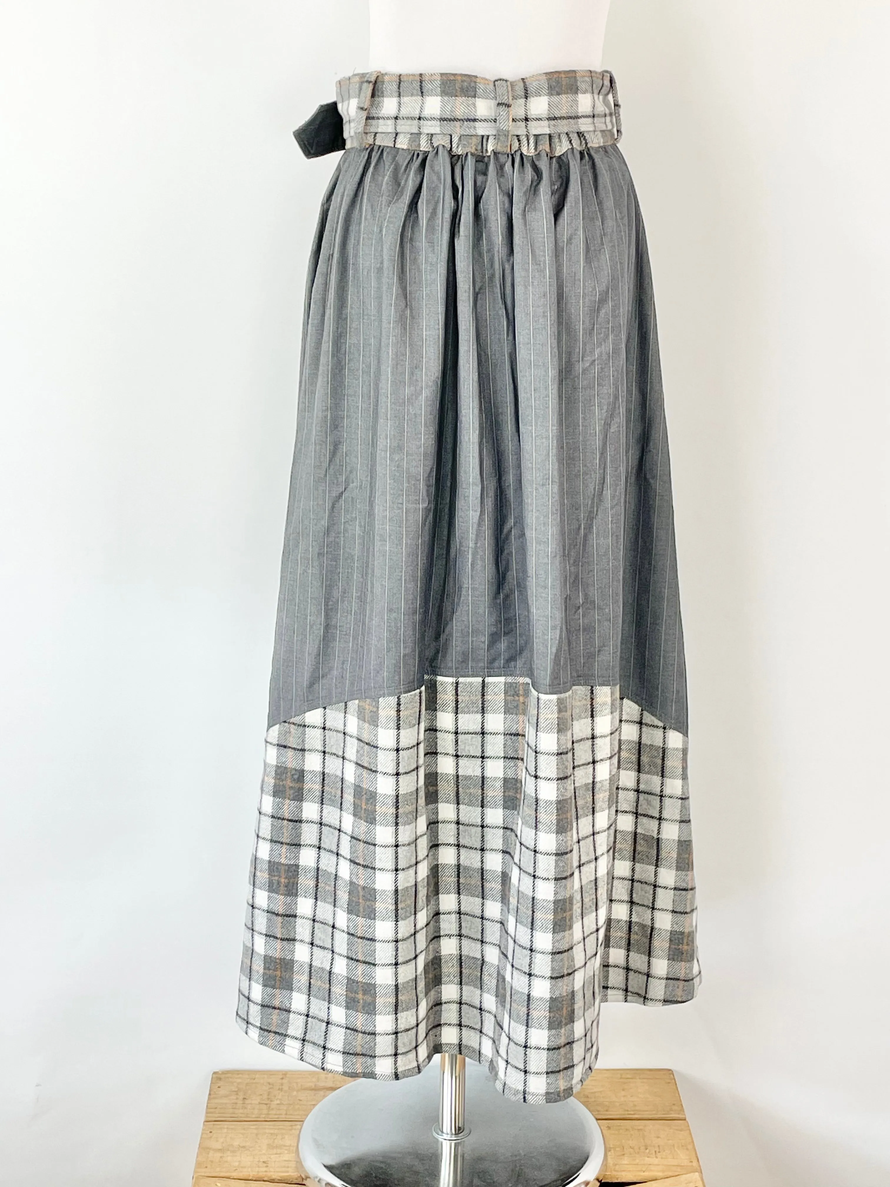 Barry Made 'Brunel' Grey Checked Maxi Skirt - S