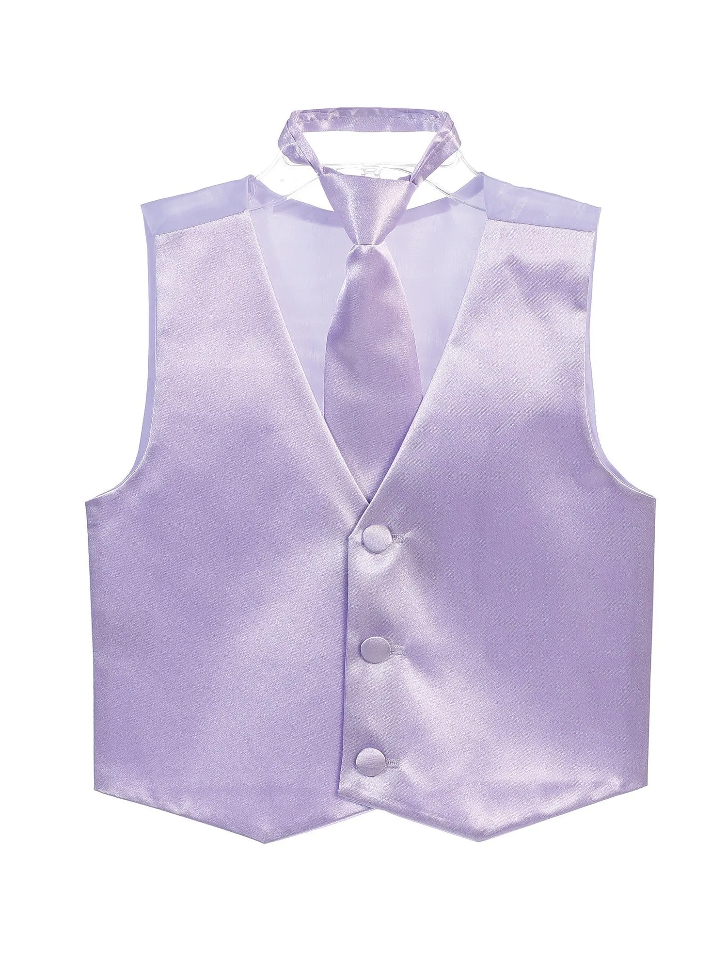 Big Boys Lilac Three Button Satin Vest Tie 2 Pc Set 8-16