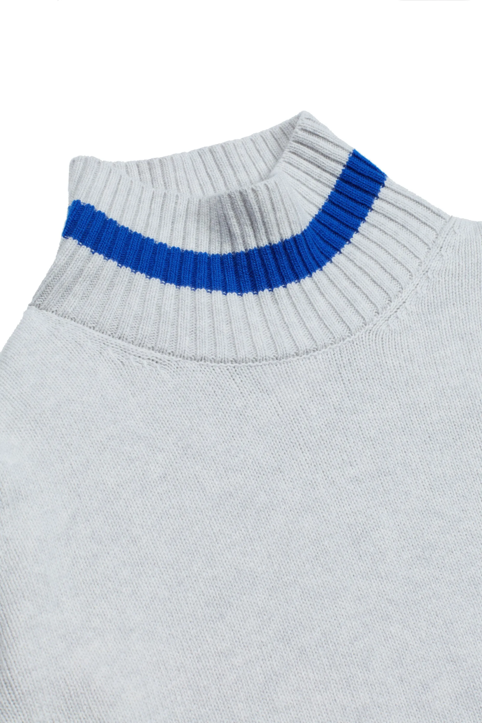 Birdie Funnel Neck in Silver Grey & Royal Blue