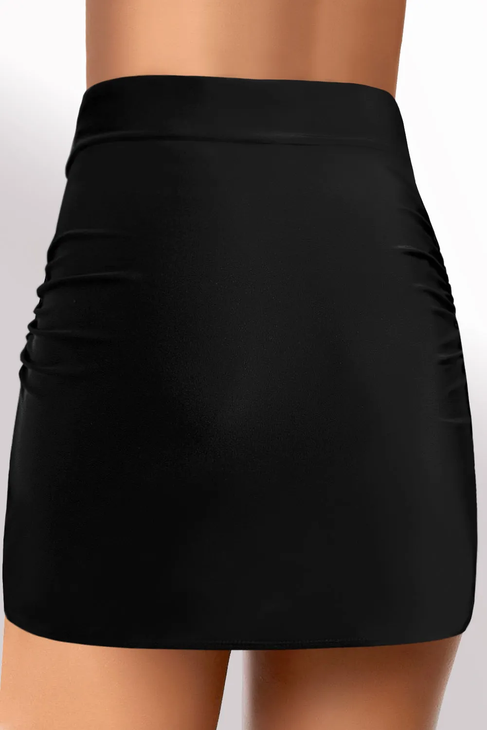 Black Arch Hem Wrap Swim Skirt