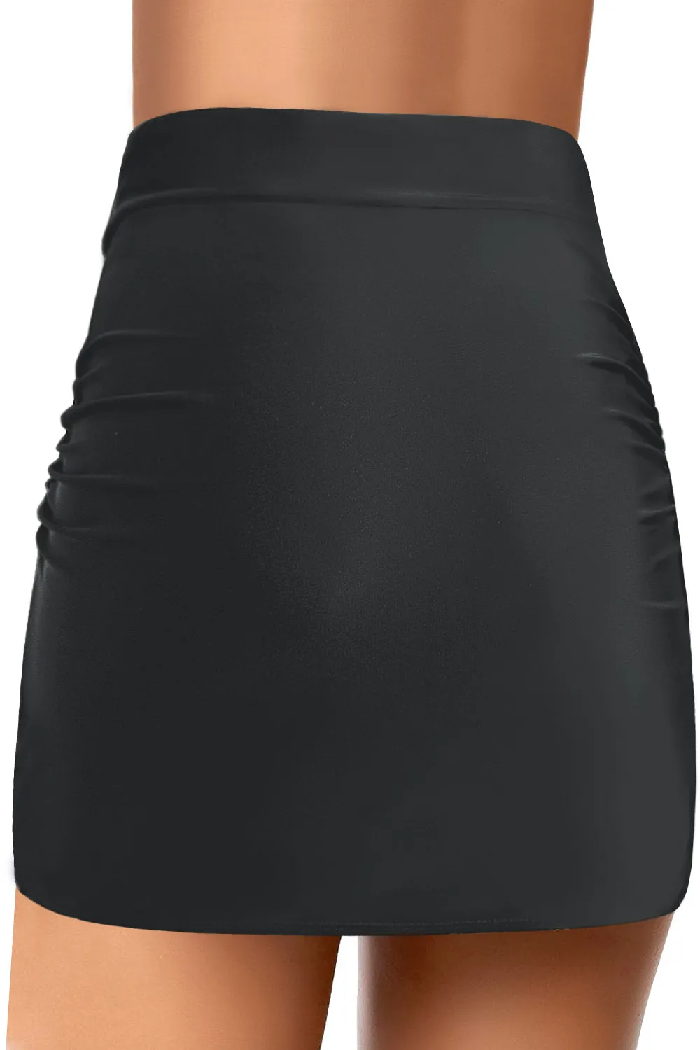 Black Arch Hem Wrap Swim Skirt