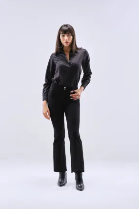 Black Classic Flared Trousers for Women