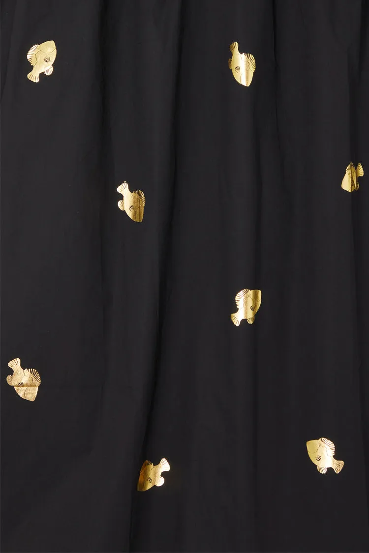 Black Marra Skirt With Gold Fish Fleck