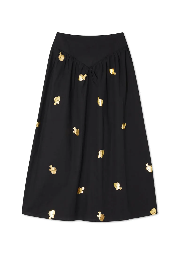 Black Marra Skirt With Gold Fish Fleck