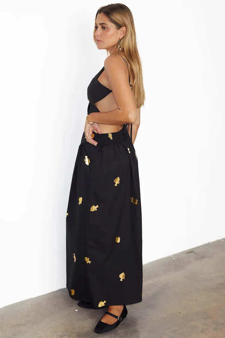 Black Marra Skirt With Gold Fish Fleck