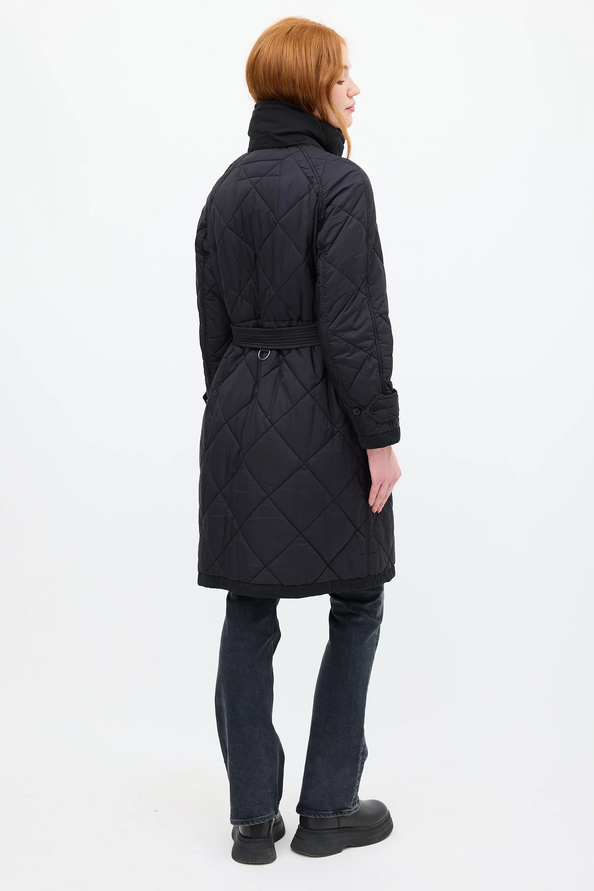 Black Nylon Quilted Coat