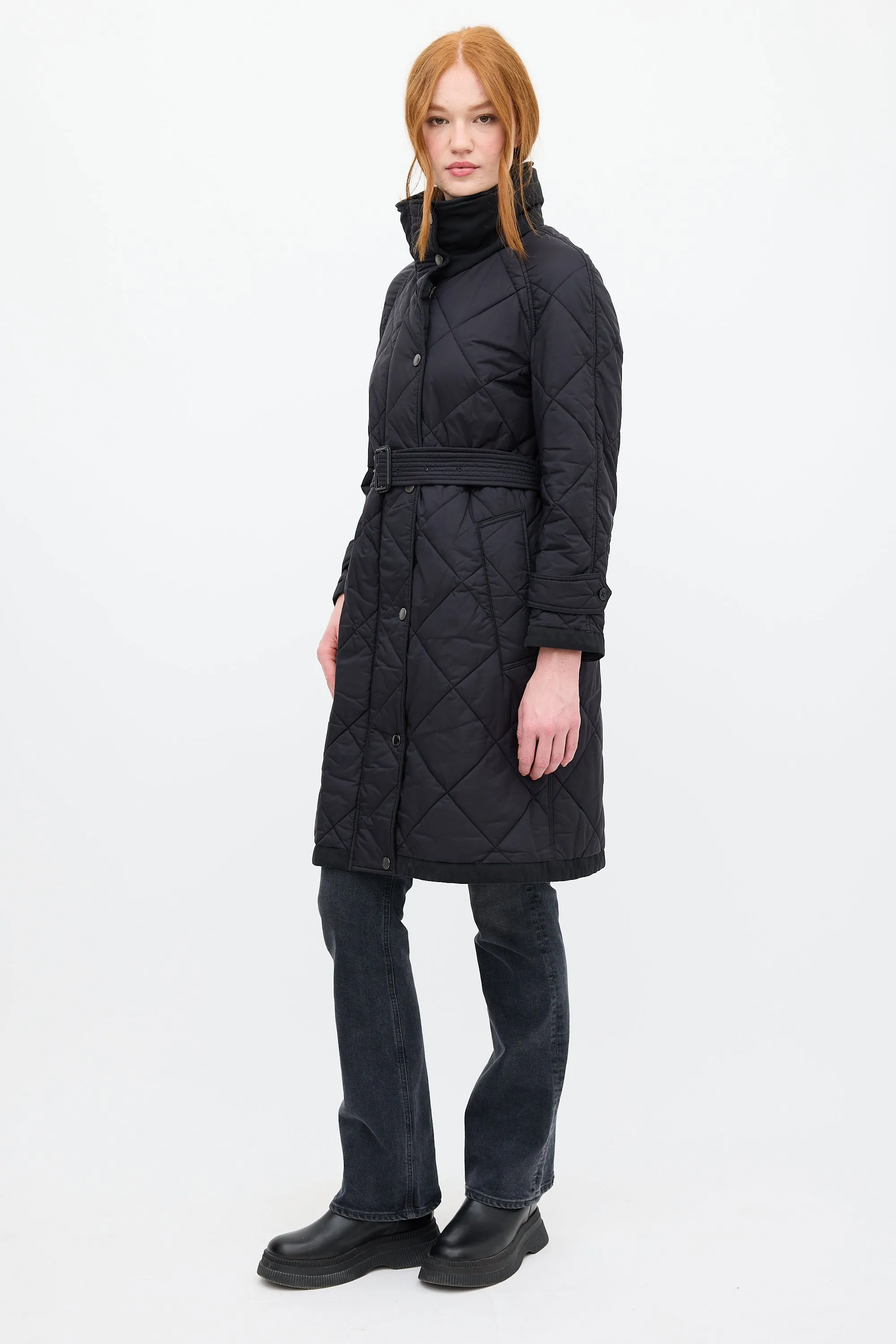 Black Nylon Quilted Coat