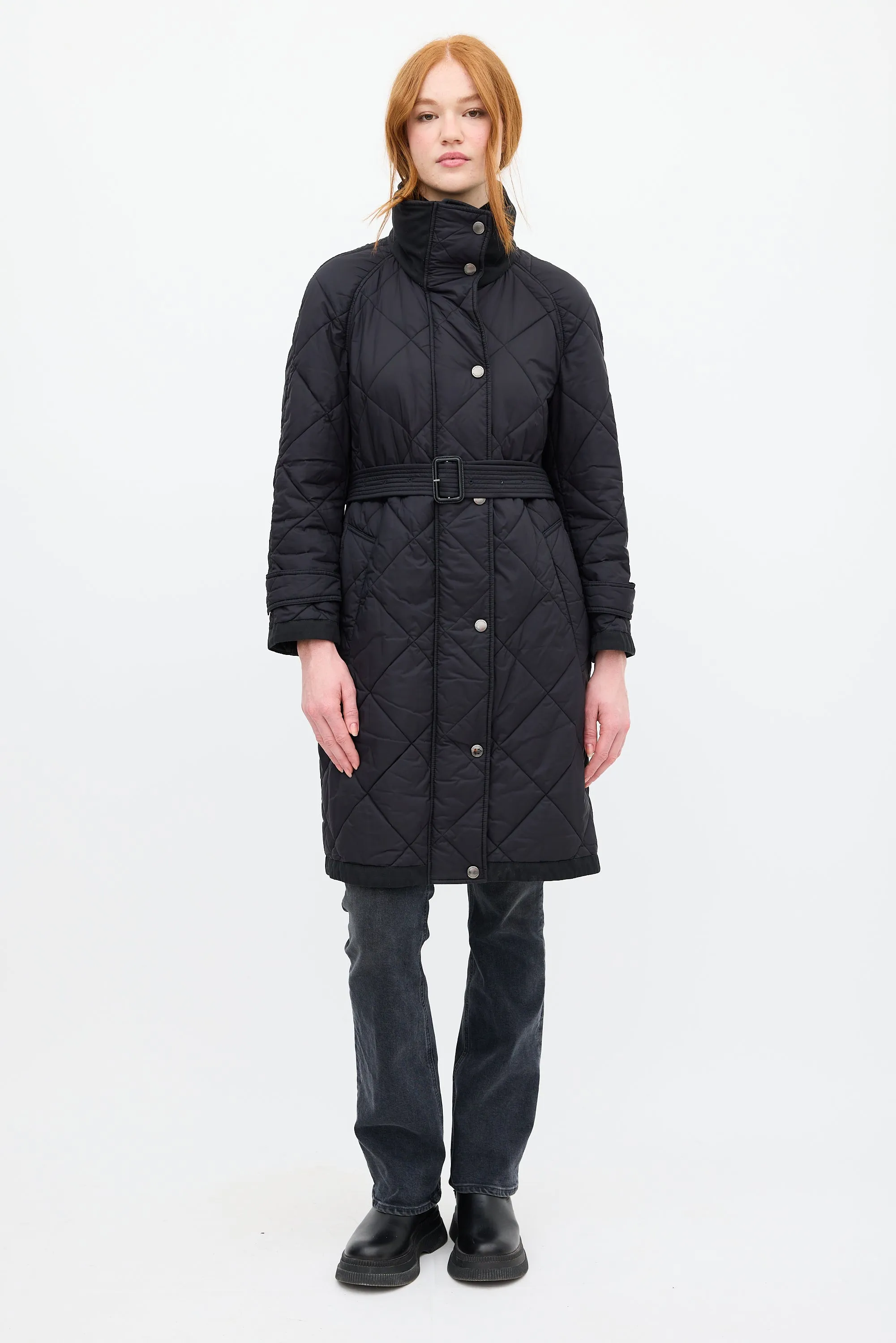 Black Nylon Quilted Coat