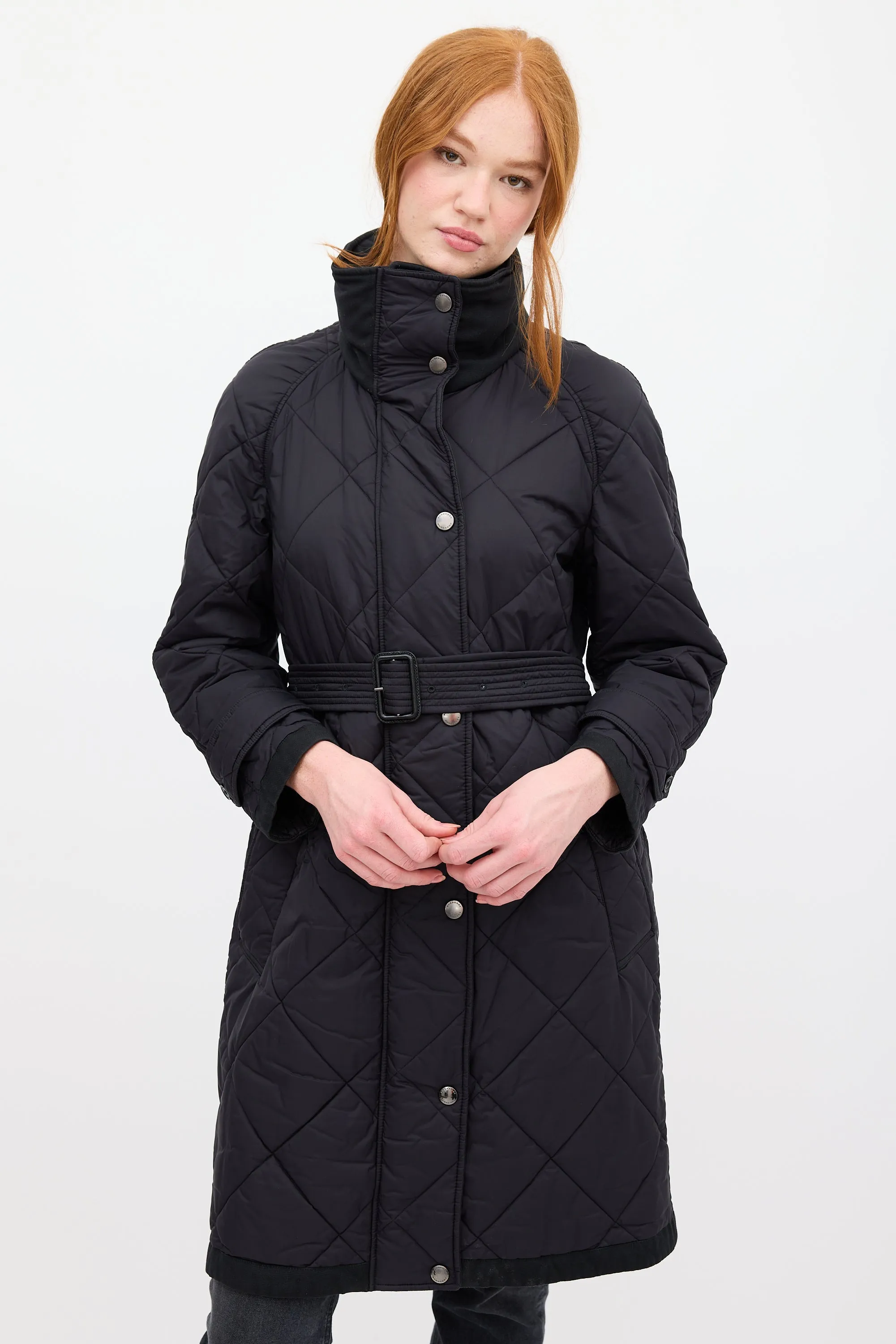 Black Nylon Quilted Coat