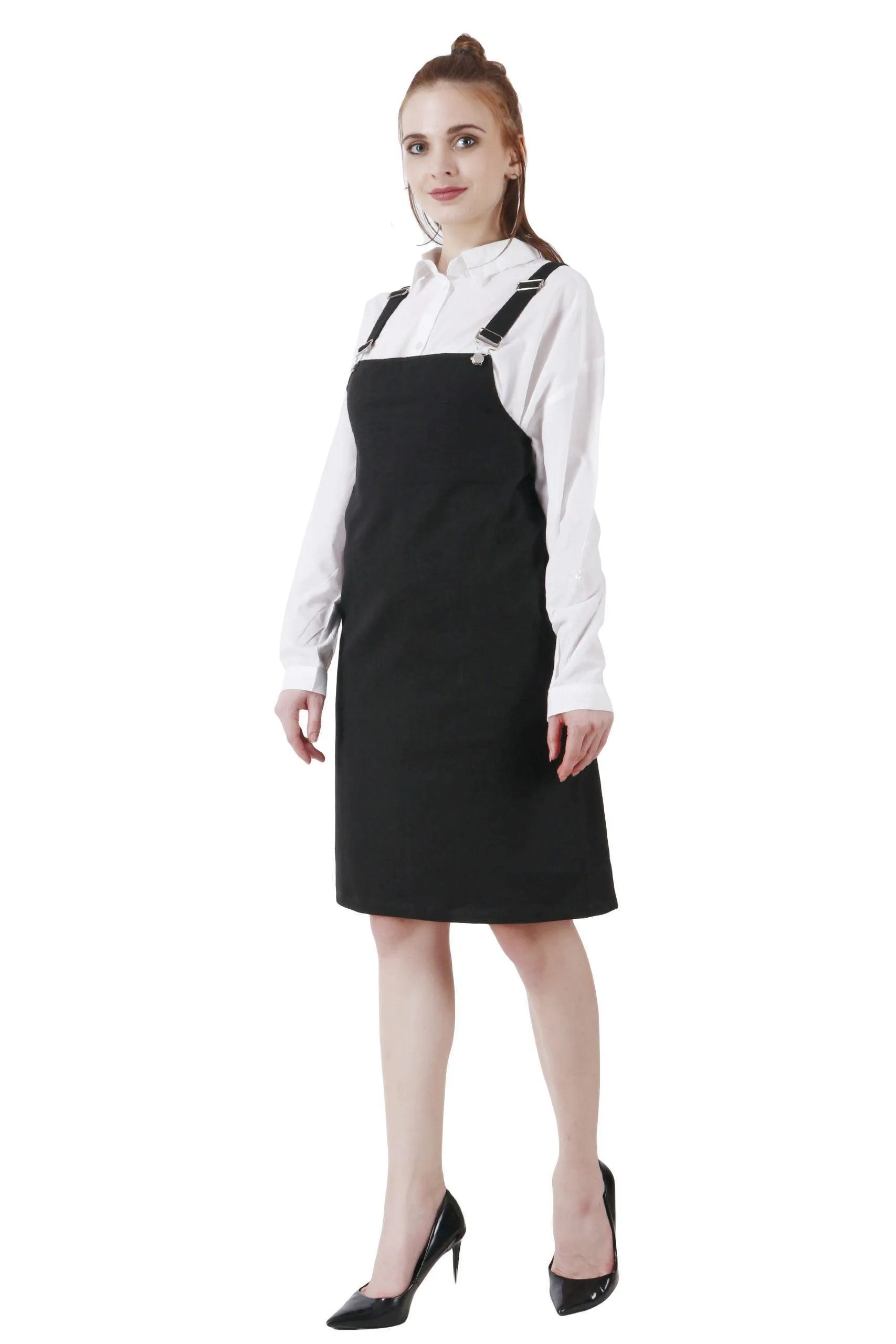 Black Solid Skirt Dungaree