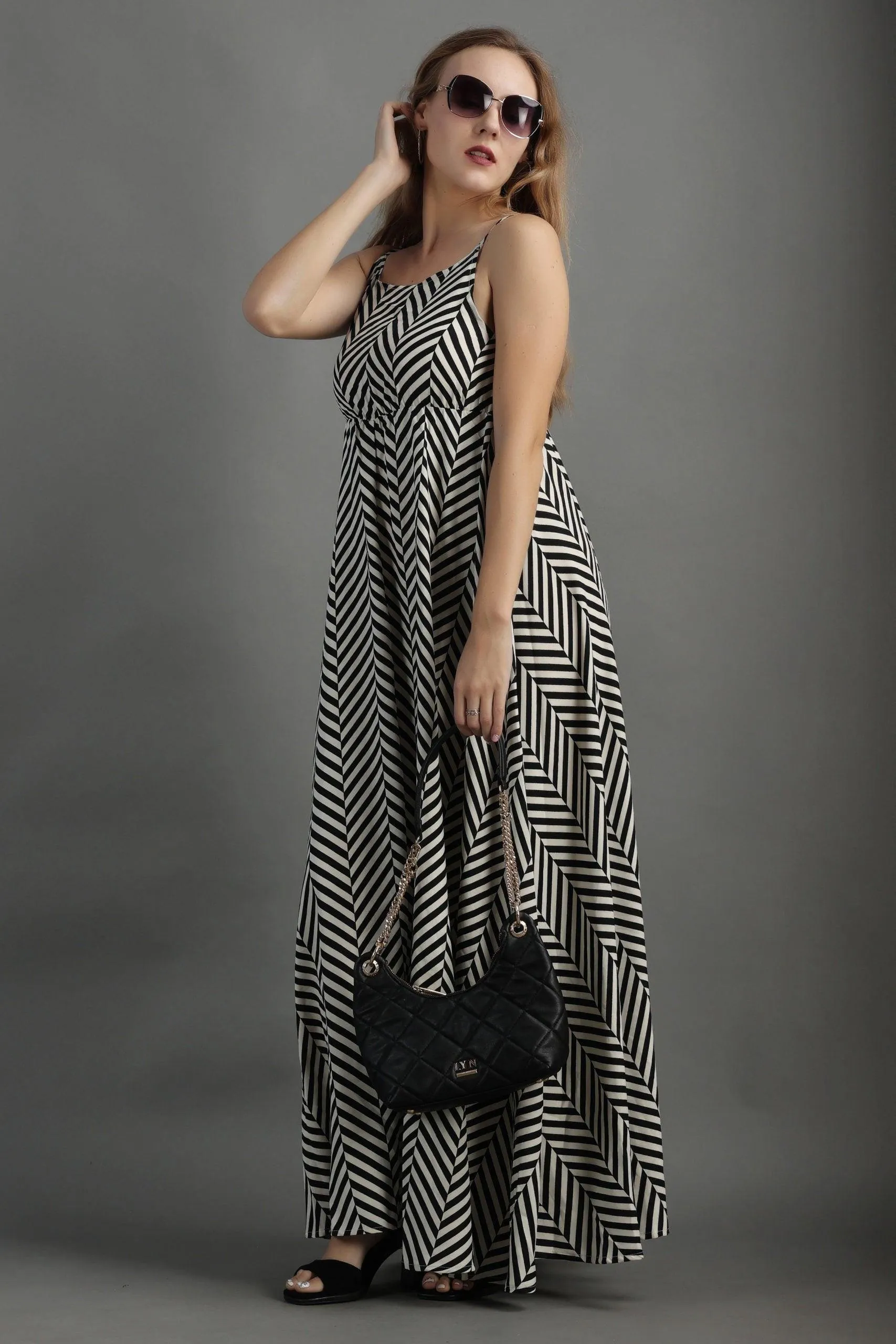 Black Zebra Printed Maxi Dress