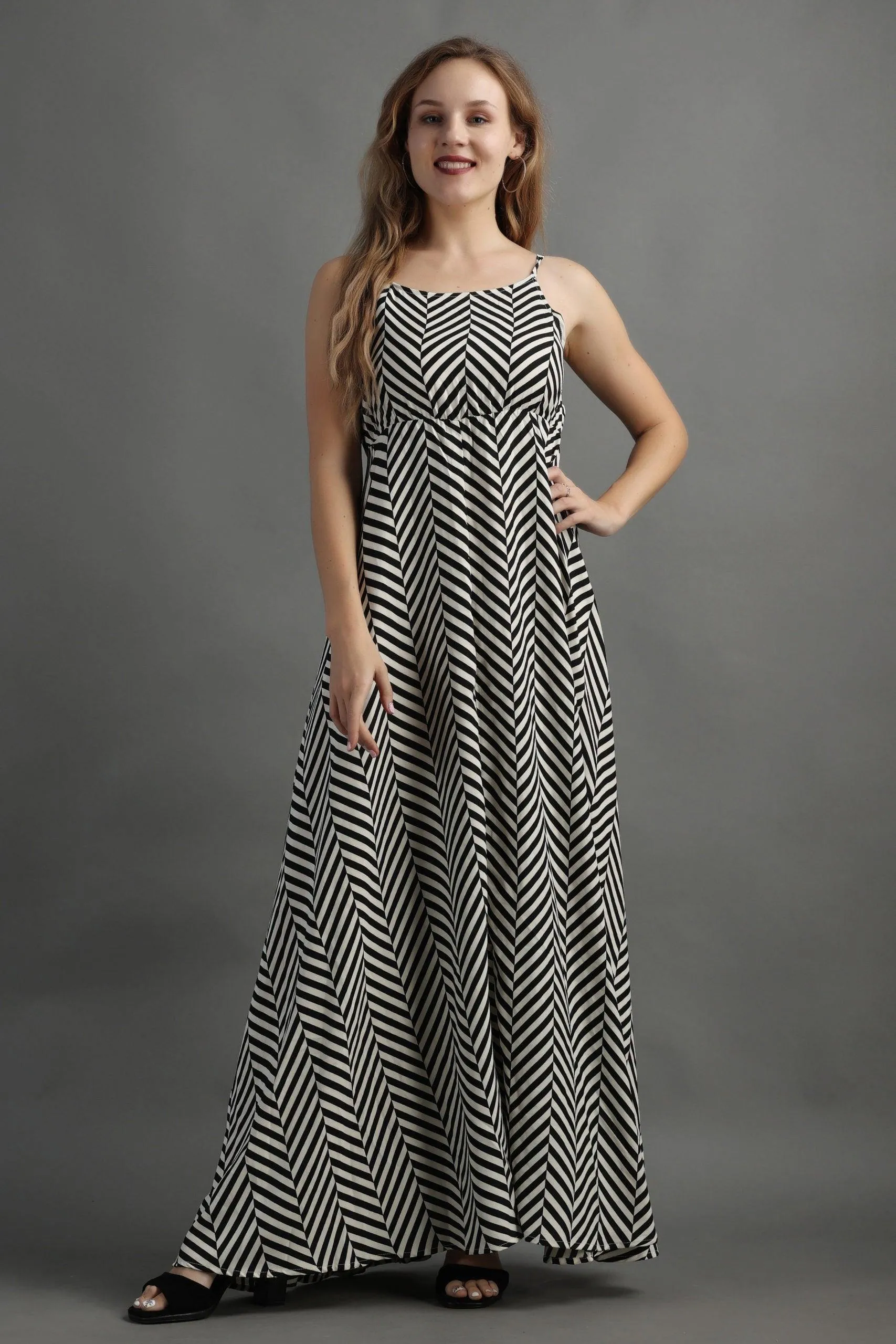 Black Zebra Printed Maxi Dress