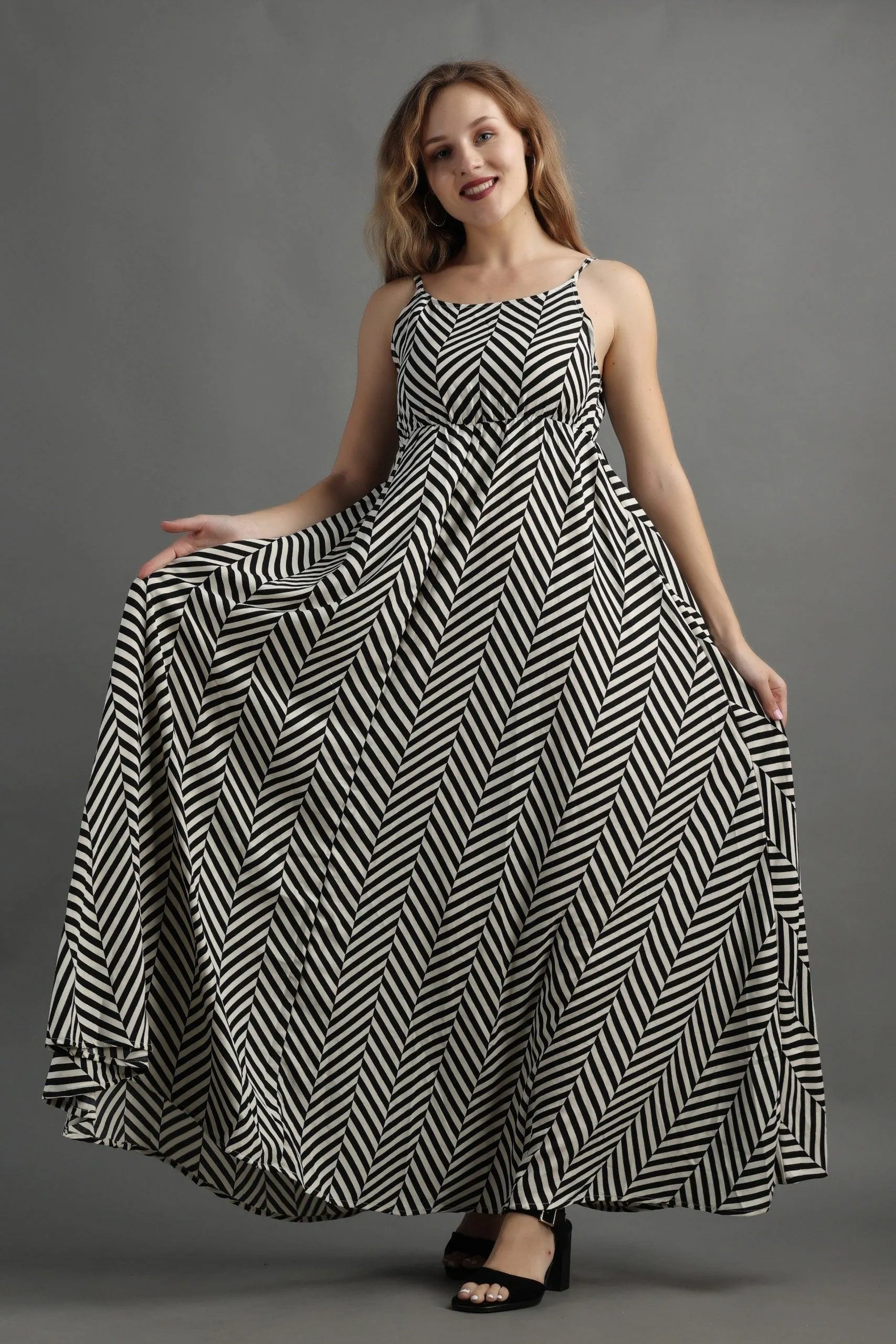 Black Zebra Printed Maxi Dress