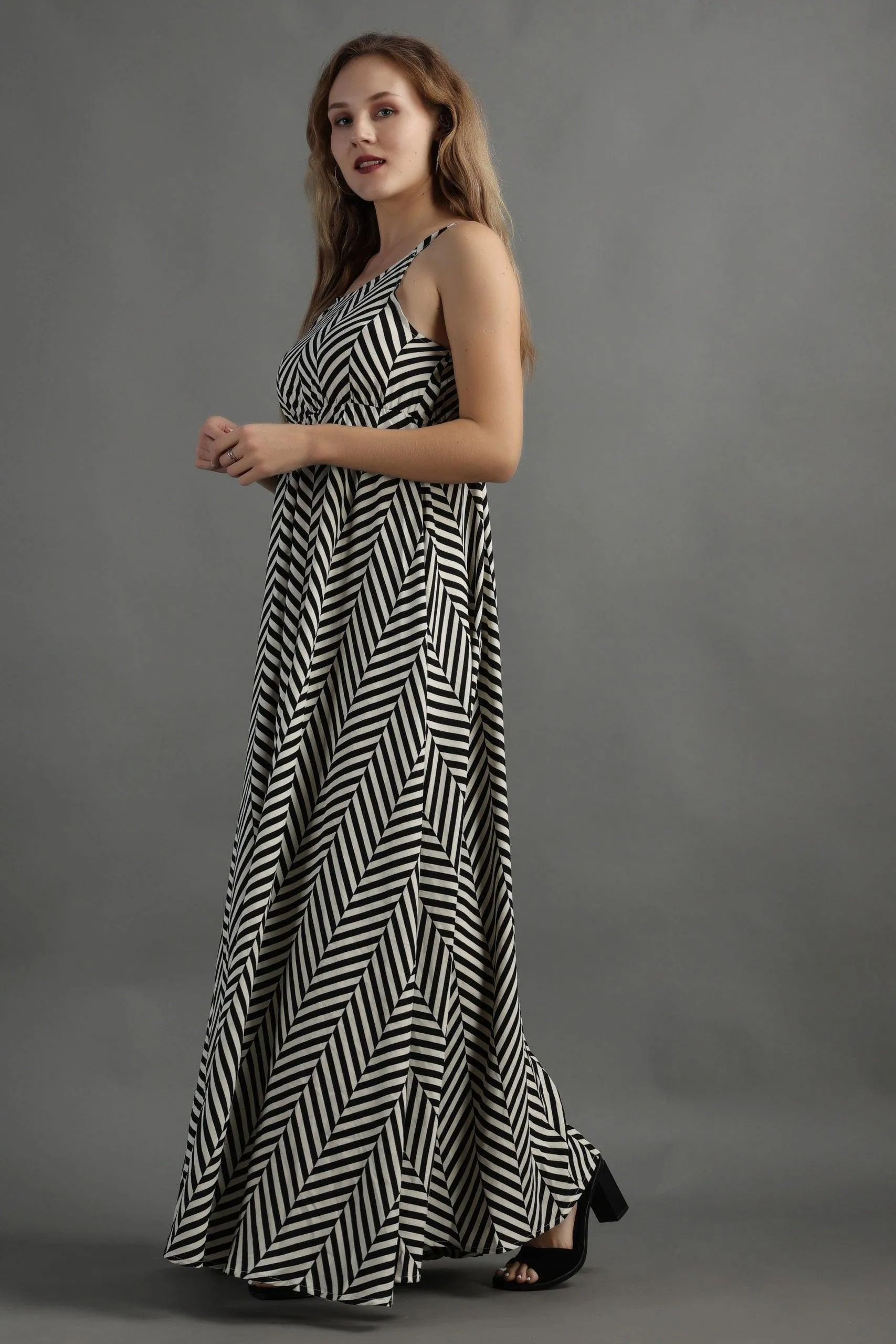 Black Zebra Printed Maxi Dress