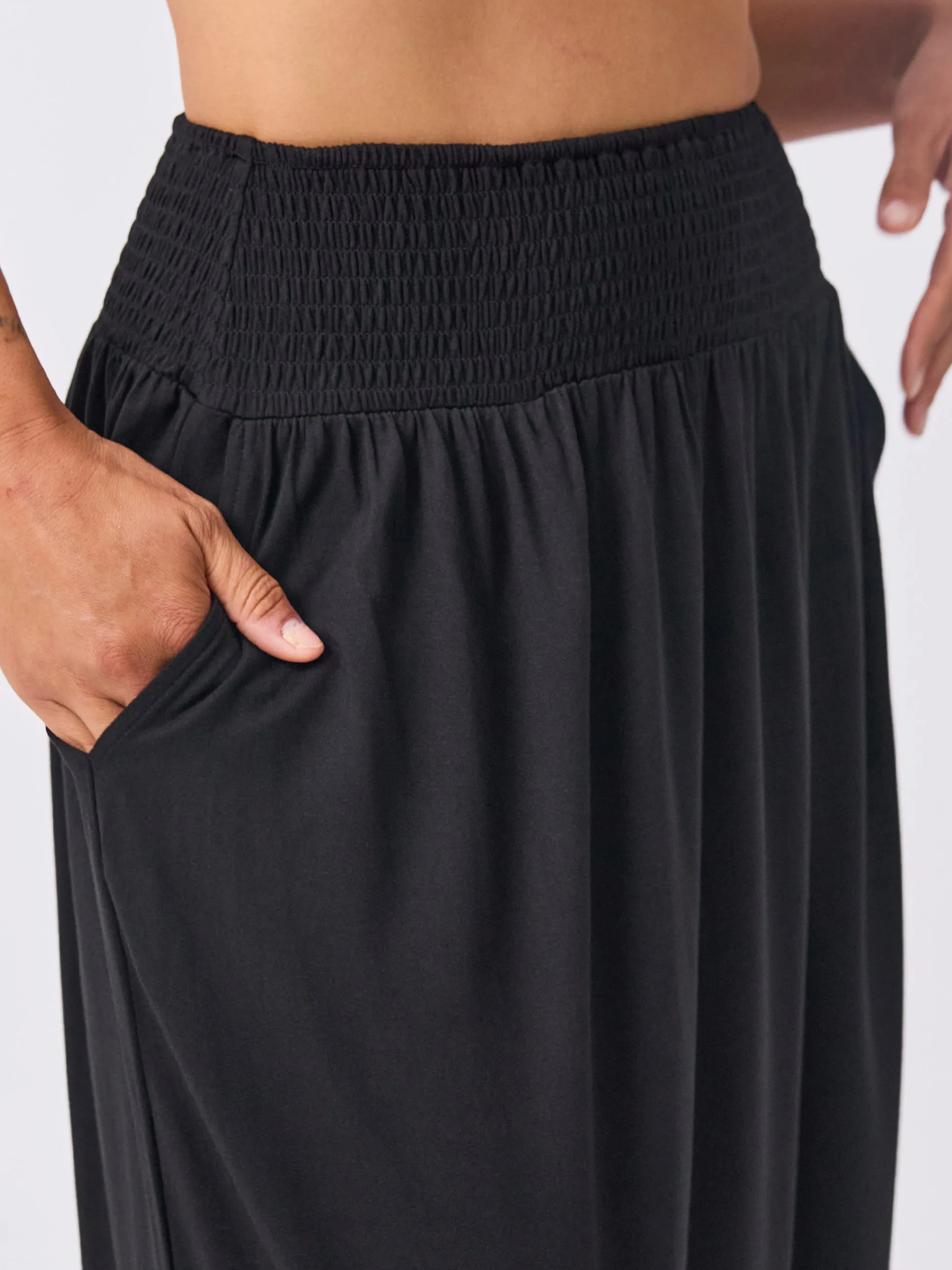 Bliss Rouched Waistband Skirt  - Black