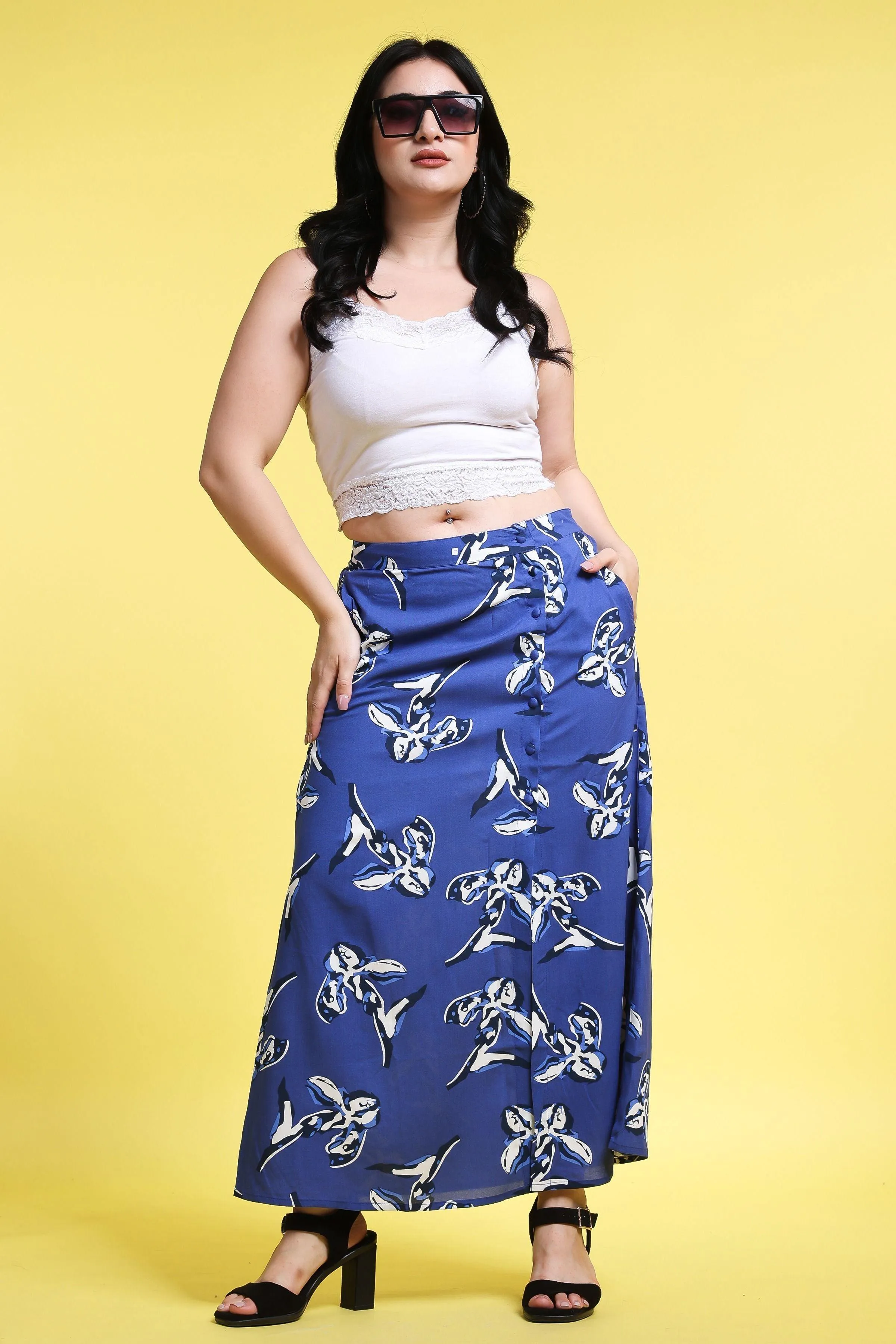 Blue Sparrow Printed Long Skirt