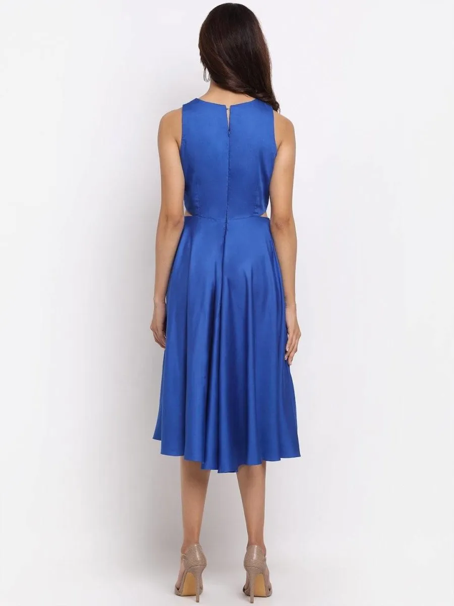 Blue Tie-up Skater Dress