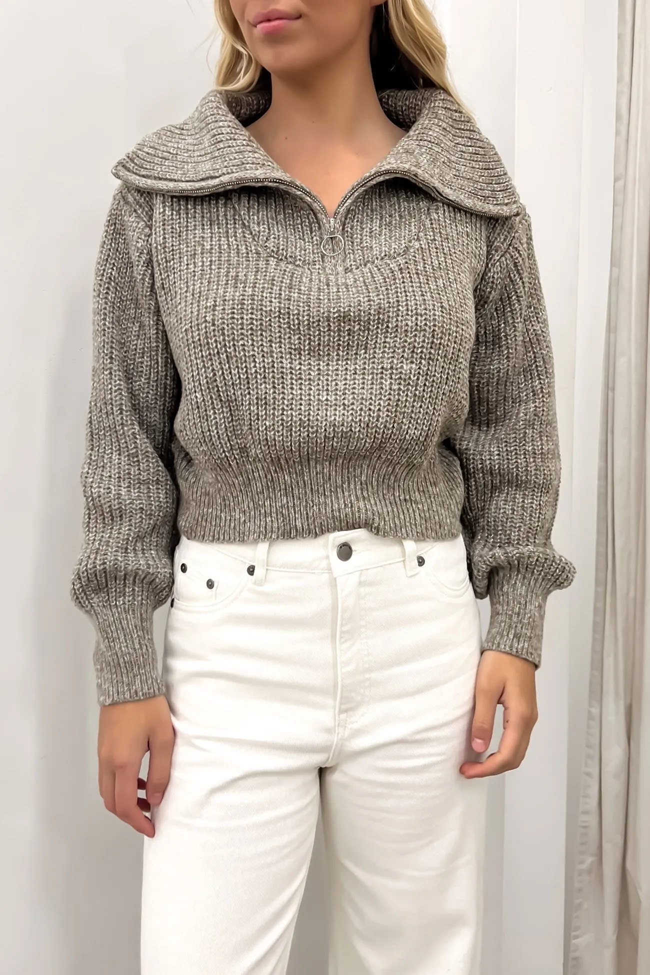 Briony 1/4 Zip Knit Jumper Mocha