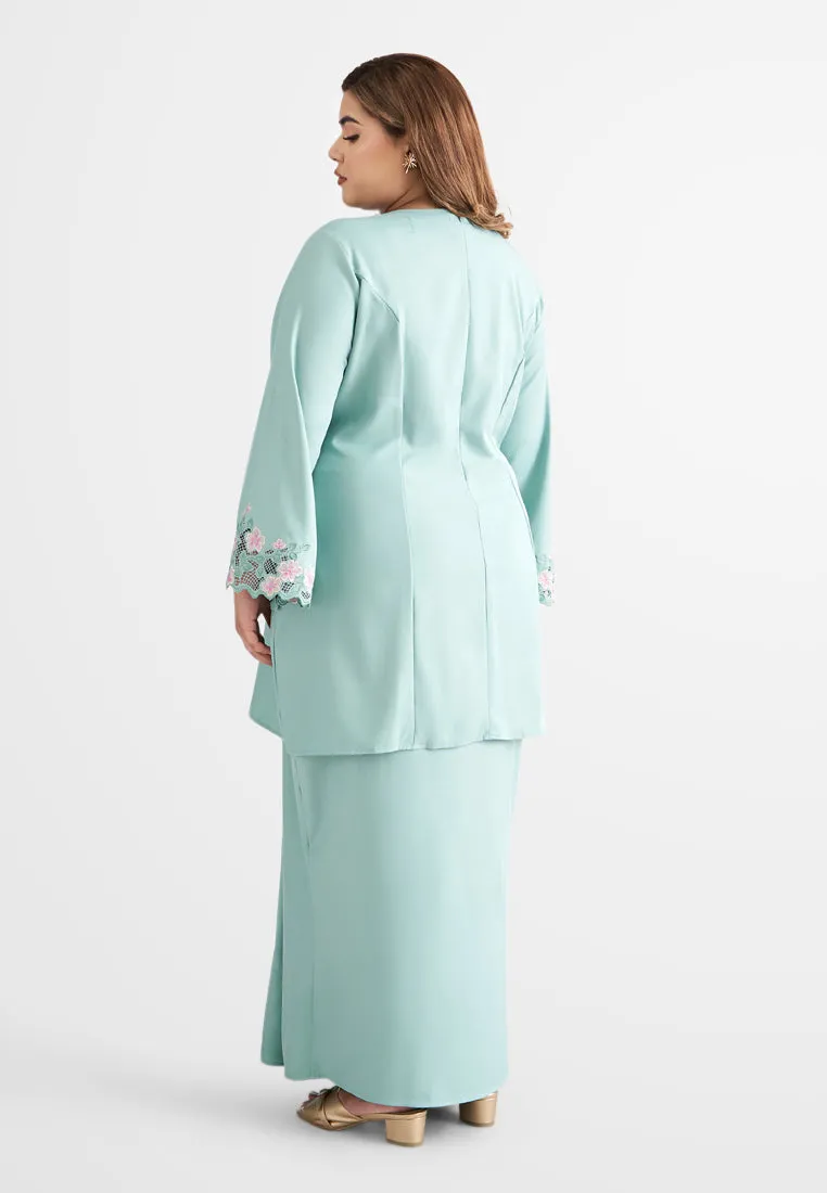 Bunga Rico Rinaldi Classic Kurung Pahang Set - Mint Green