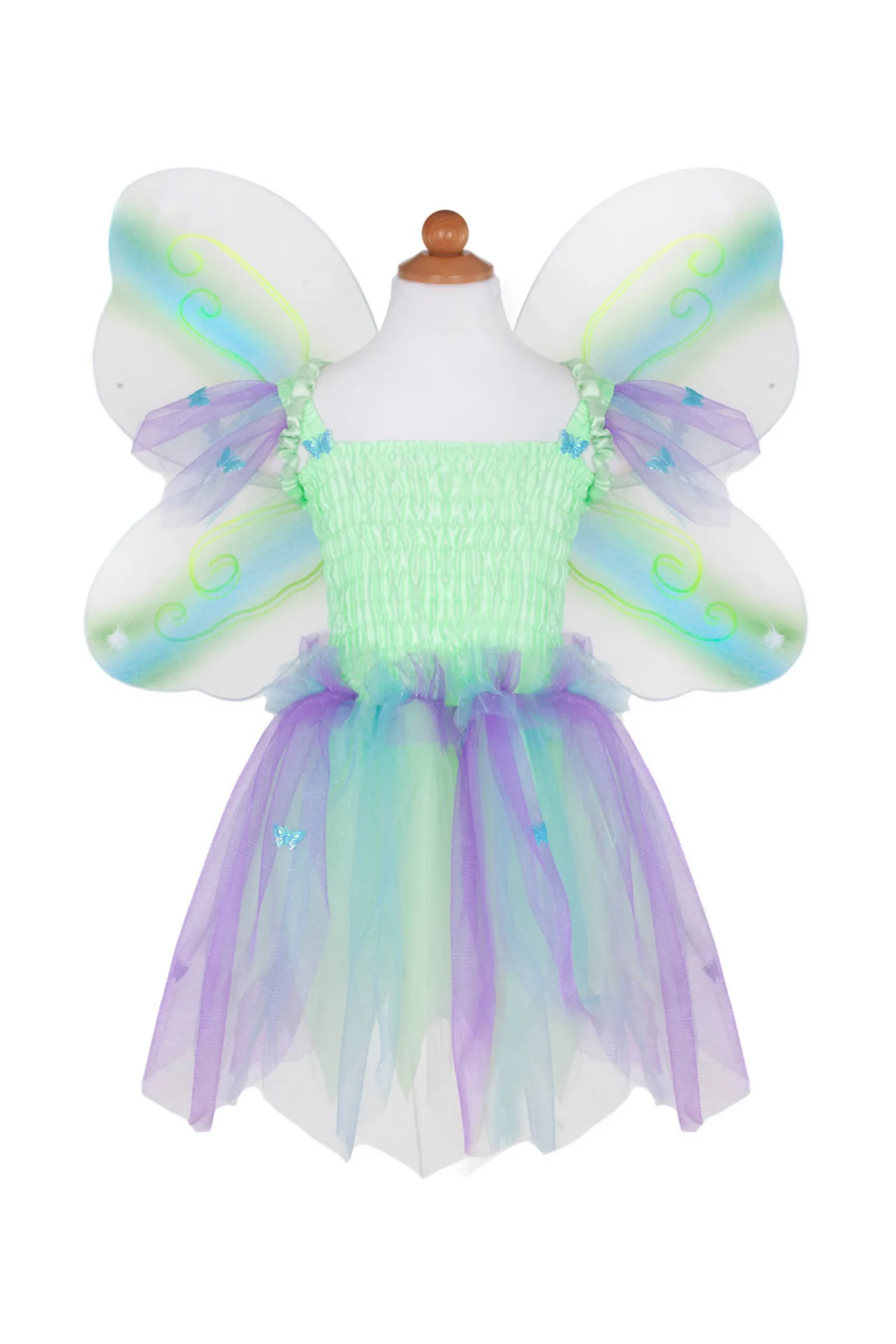 Butterfly Dress  & Wings With Wand Green/Multi