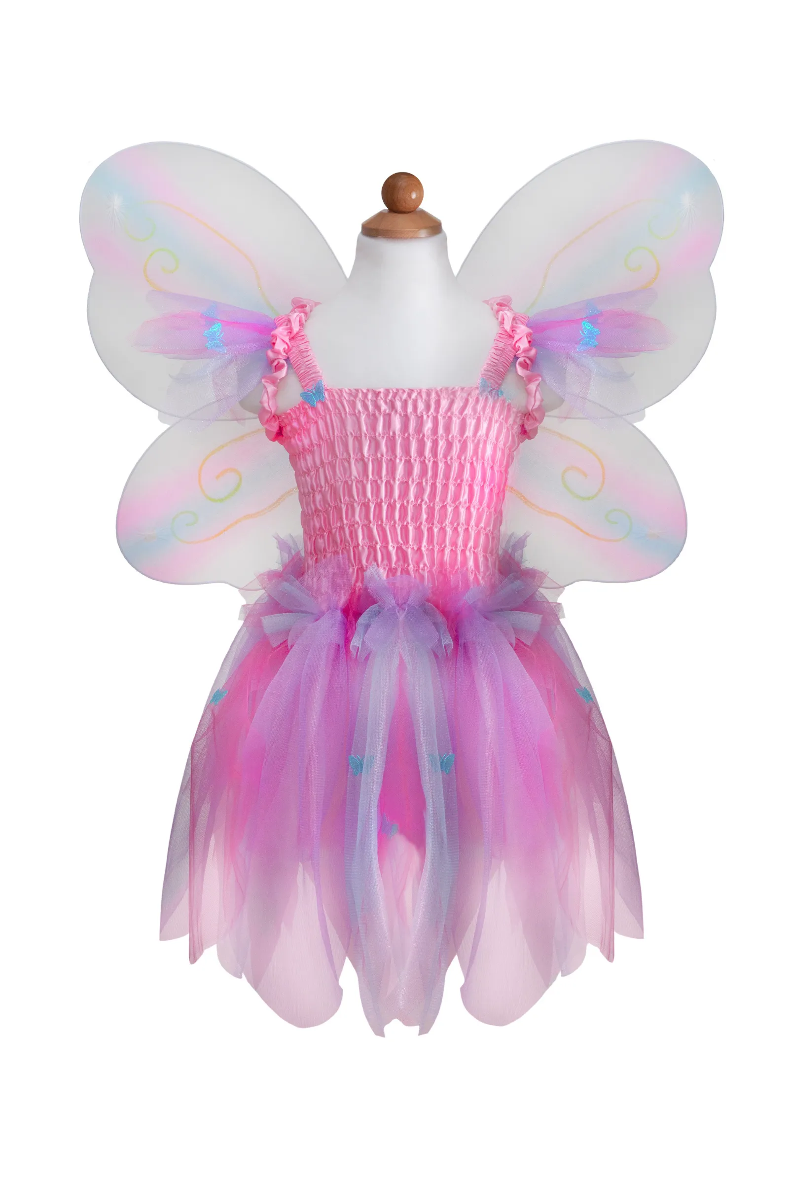 Butterfly Dress w/Wings & Wand, Pink/Multi