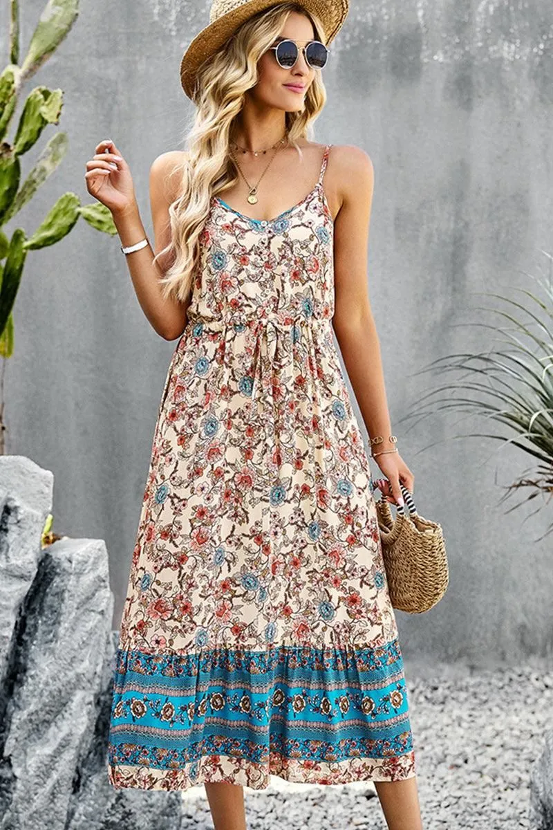 CAMI STYLE PATTERNED LONG DRESS