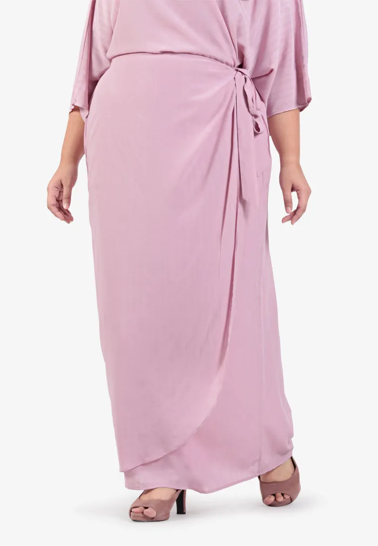 Casyida Raya Minimalist Kaftan Kurung Set - Light Pink