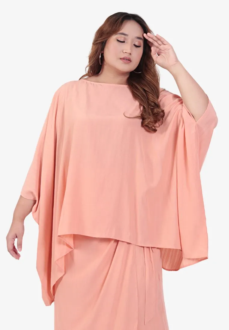 Casyida Raya Minimalist Kaftan Kurung Set - Peach