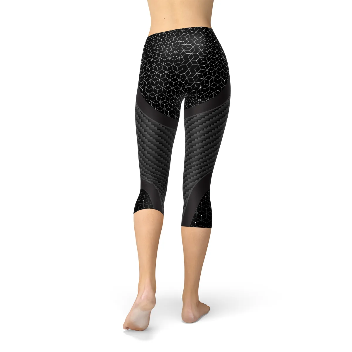 Chic Carbon Fiber Inspired Women's Capri Tights