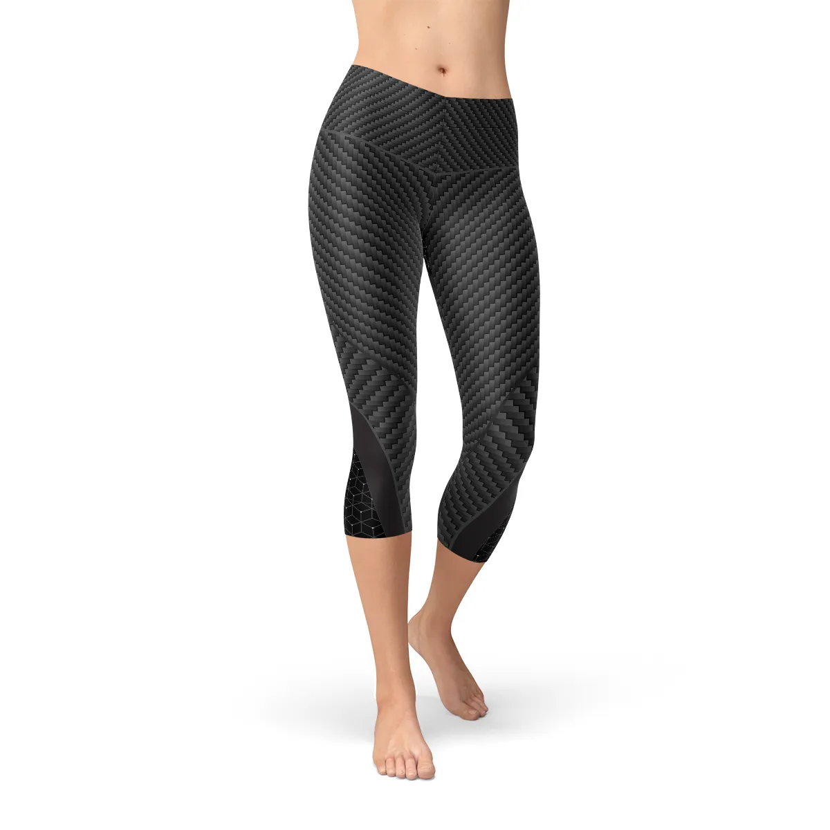 Chic Carbon Fiber Inspired Women's Capri Tights