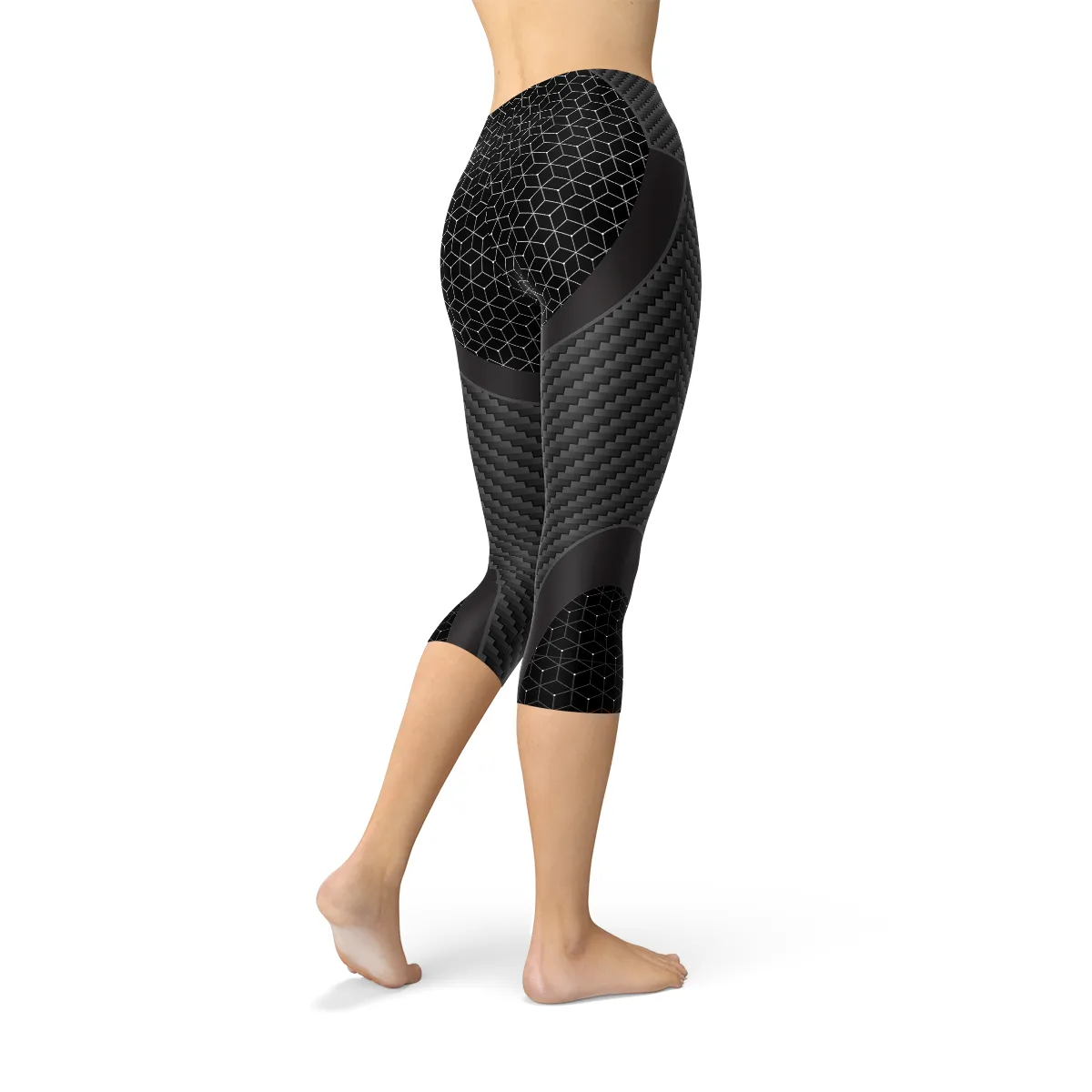 Chic Carbon Fiber Inspired Women's Capri Tights